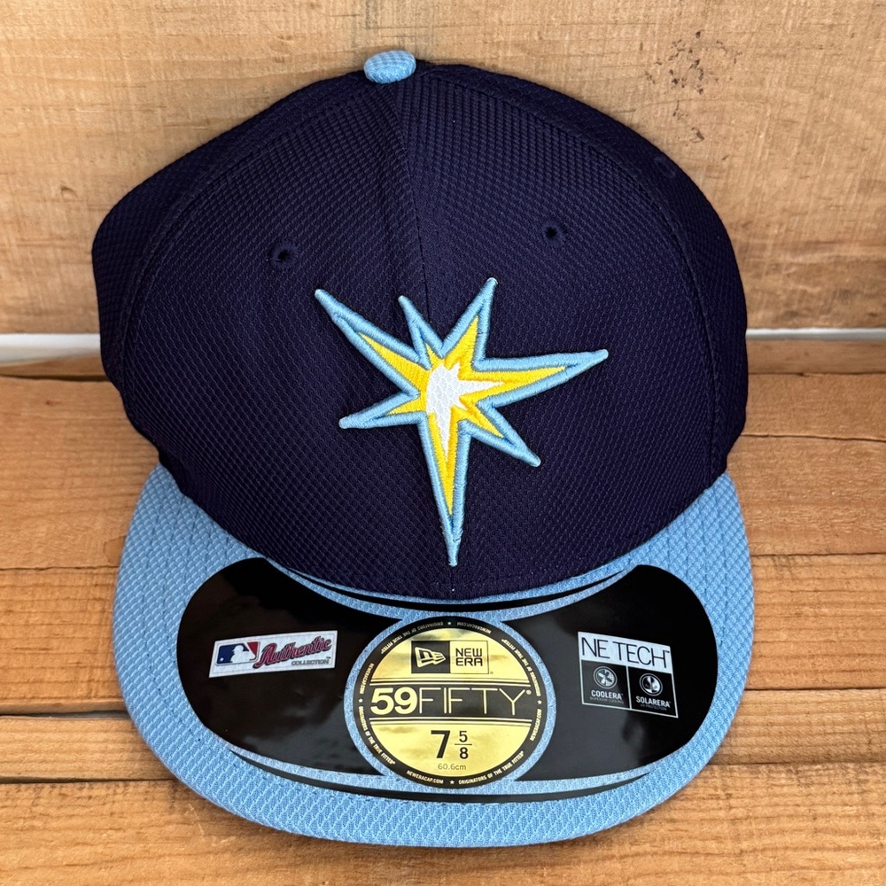Tampa Bay Rays New Era 59Fifty MLB Fitted Batting Practice Hat Cap 7 5/8 Blue